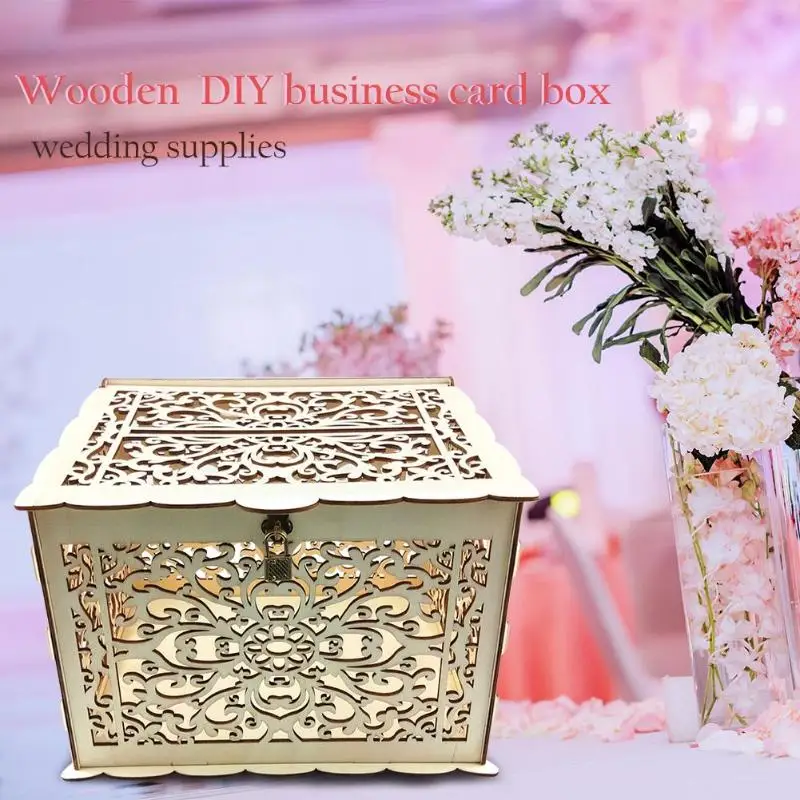 DIY Деревянные свадебные карточки коробка для хранения приглашение письмо чехол