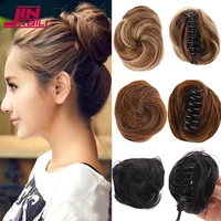 jinkaili synthetic flexible hair bun curly scrunchy chignon elastic messy wavy scrunchies wrap for ponytail extensions for women