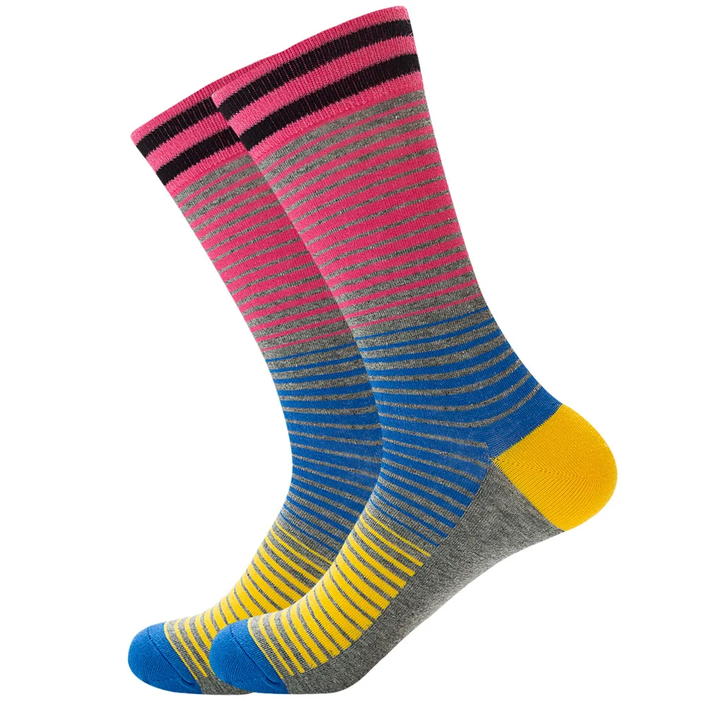 

High Quality Funny Socks Adult Unisex Crew Socks Combed Cotton Bright Colored Striped Wavy Line Sport Socks Men Women Gifts New