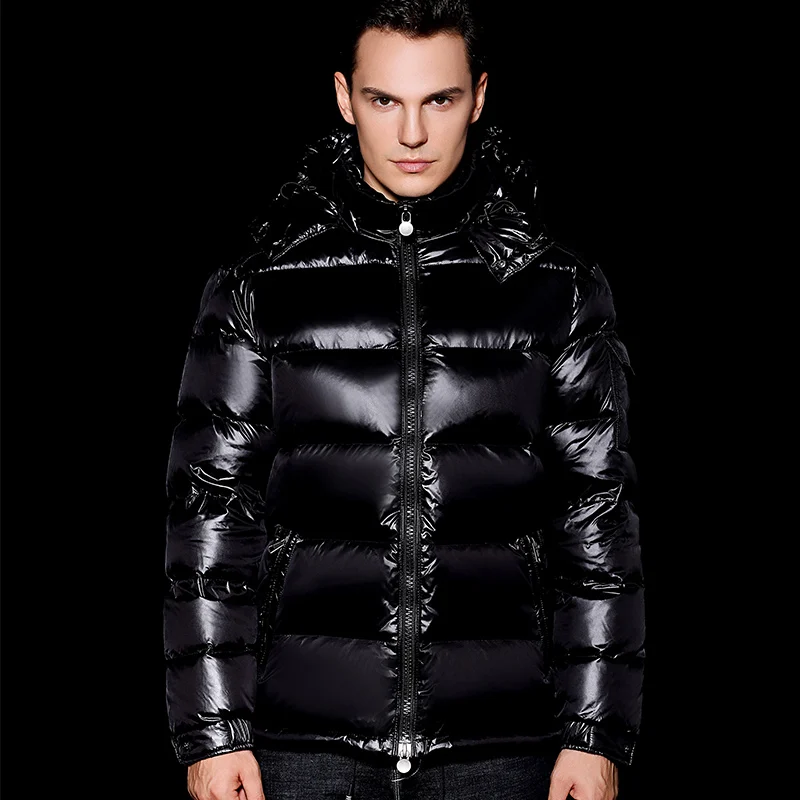 

Winter 2020 New Men's Down Jacket Short Thickened Warm Goose Down Jacket Snowsuit Hooded Cold Proof Boys Coat M L XL XXL Black