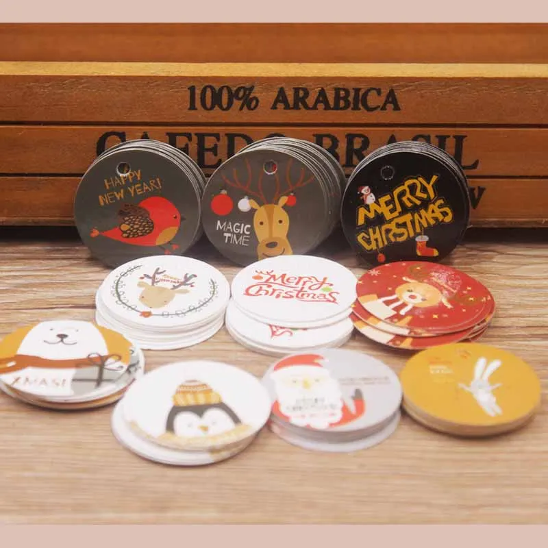 200 шт мульти милые белые/черные бумажные бирки для подарков веселые