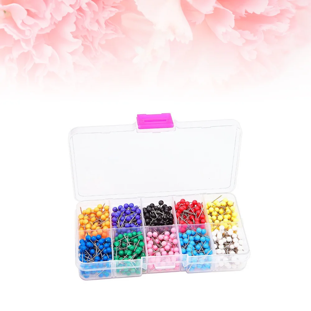 

500pcs Colored Thumbtack Plastic Colorful Drawing Pin Push Pin Set for Maps Calendar 10 Different Colors Pins