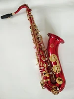 suzuki musical instrument bb tenor high quality saxophone brass red tube body gold key sax playing with case mouthpiece free