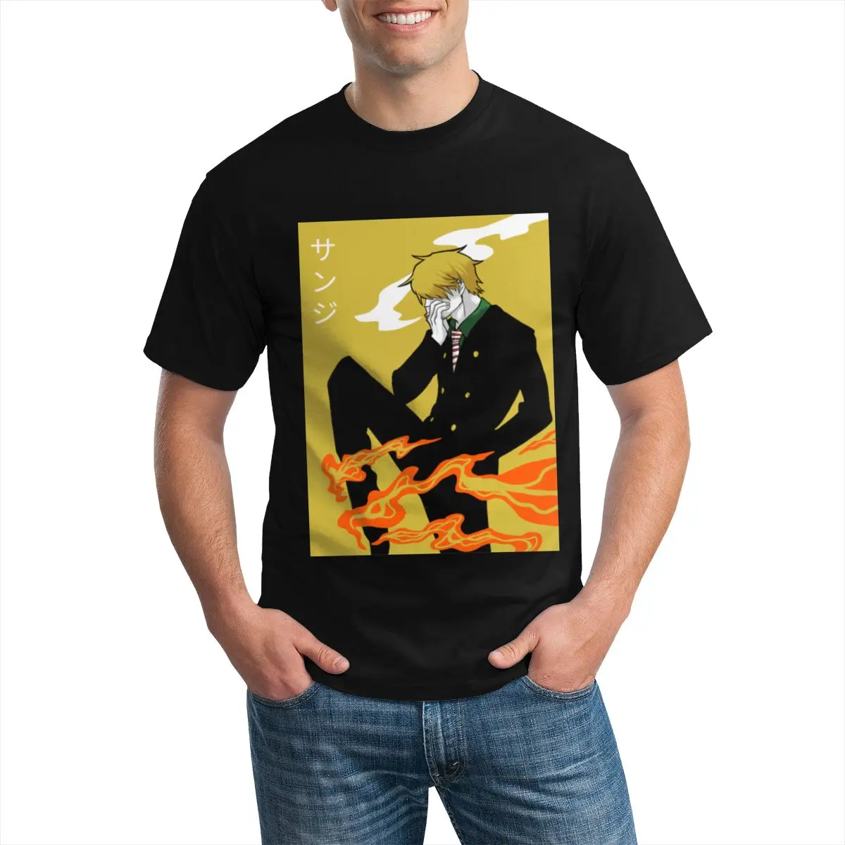 

Bandai One Piece Vinsmoke Sanji T Shirt Japanese Manga Mens Awesome T-Shirt Short-Sleeve Graphic 100 Percent Cotton Tee Shirt