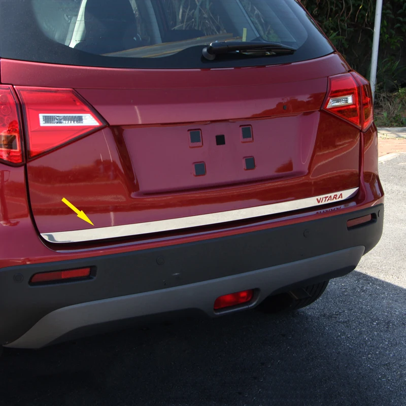 

Stainless Steel back door Tailgate trim Car Sticker For Suzuki Vitara 2018 2017 2016 2015 Car Accessories 1pcs