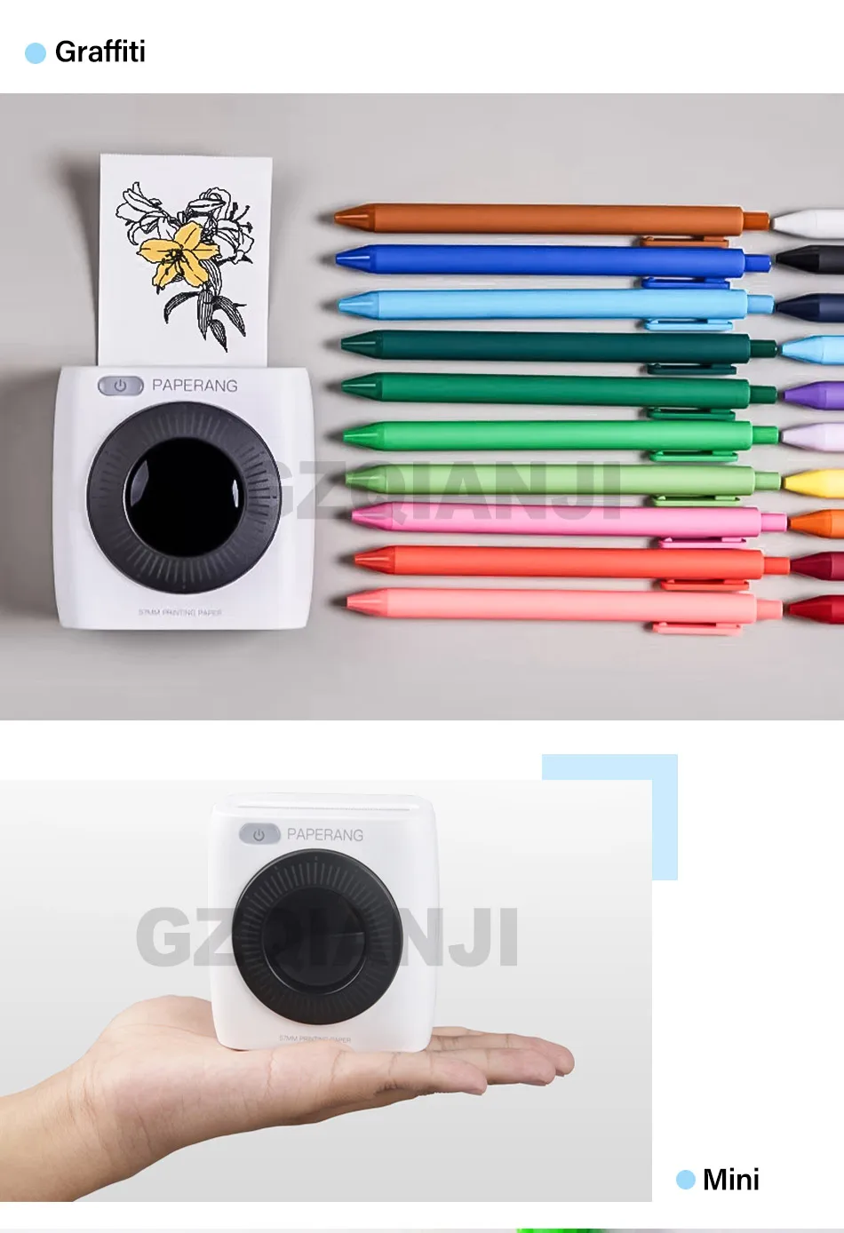 PAPERANG P2 карманный мини 58 мм портативный Bluetooth принтер Телефон фото беспроводное подключение HD термопринтер этикеток 1000 мАч батарея