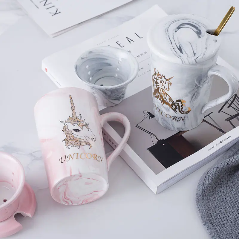 Mug Lovers Cup Nordic Flower Teacup Ceramic Filter Tea Water Separation with Lid Spoon Custom Tazas De Ceramica Mugs | Дом и сад