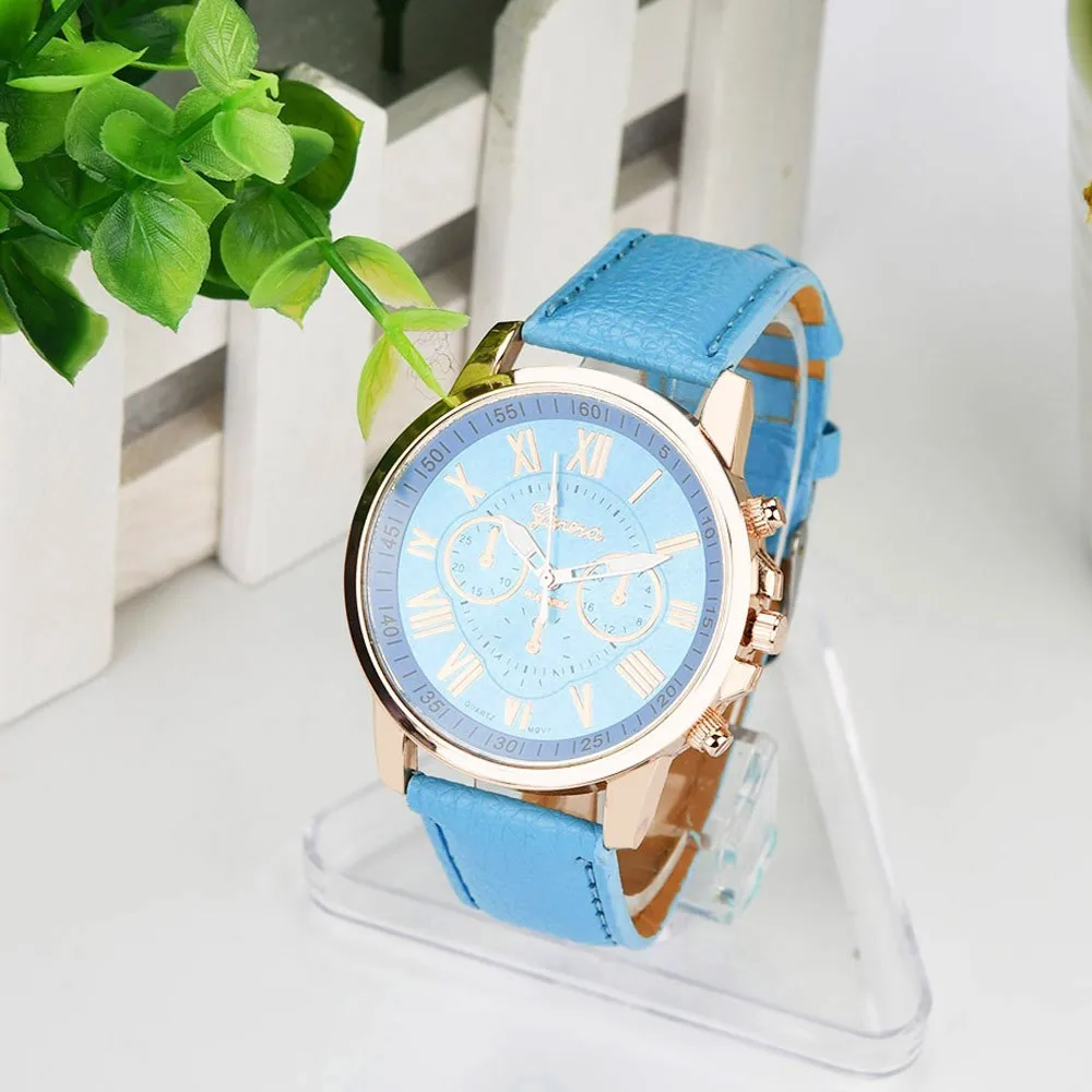 

Casual Women Watches Women's Roman Numerals Faux Leather Analog Quartz Watch Leather Fashion Ladies Wrist Watches reloj mujer