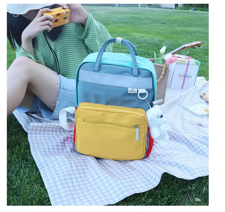 2021 new color contrast fashion ins style student bag backpack