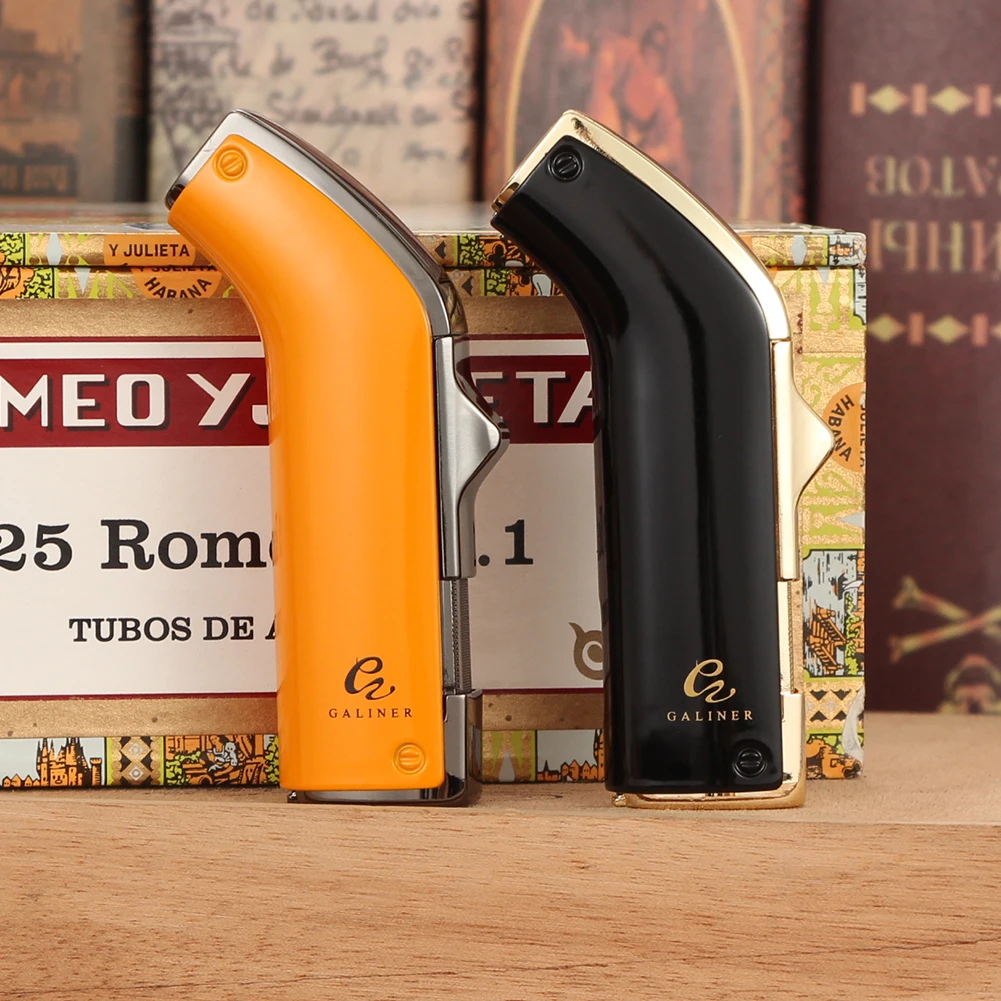 

Galiner Metal Windproof Butane Gas Lighter Portable 2 Jet Blue Flame Torch Cigarette Lighters with Cigar Punch Gift Box