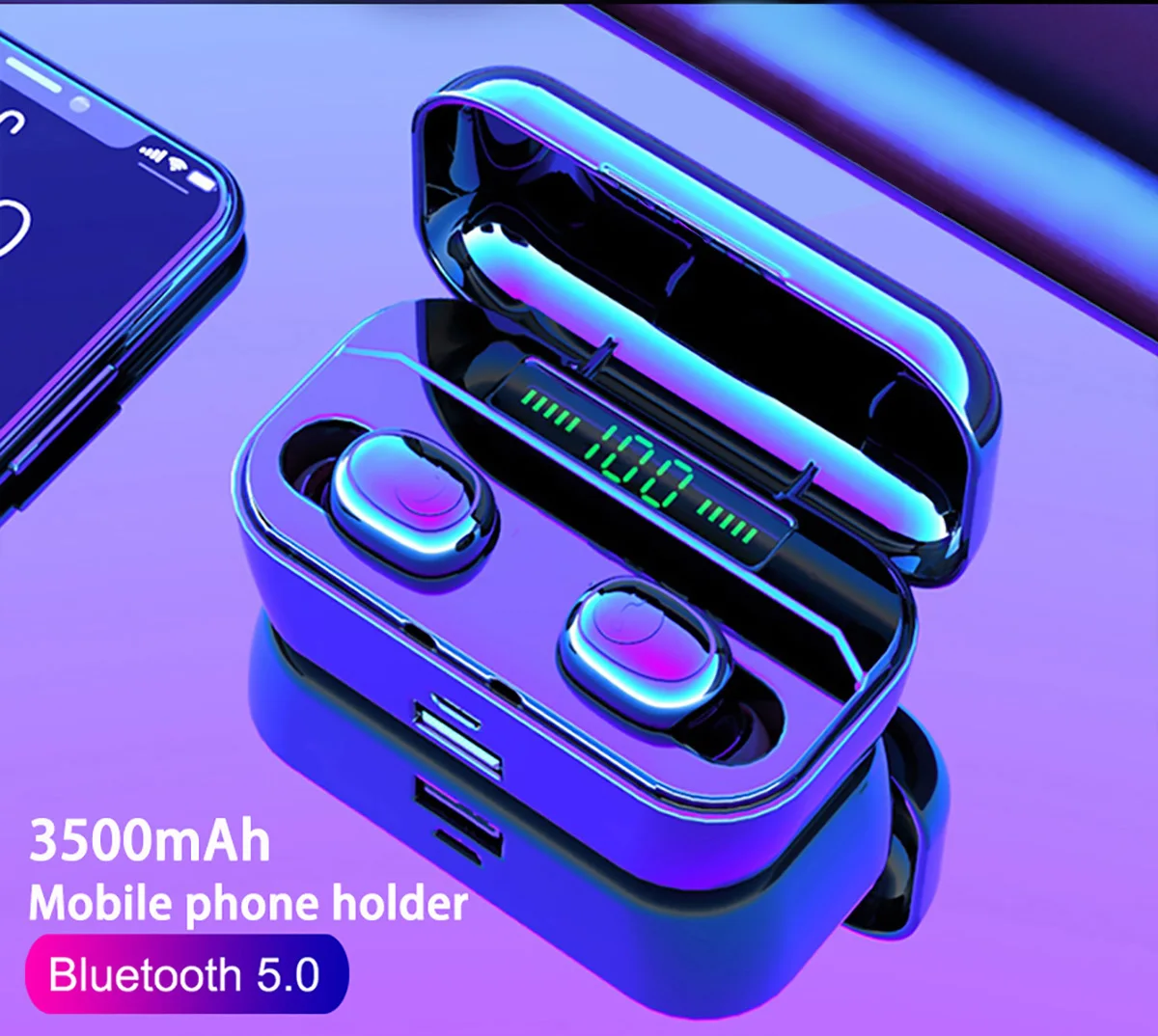 Мини Bluetooth 5 0 гарнитура TWS светодиодный беспроводной наушники вкладыши