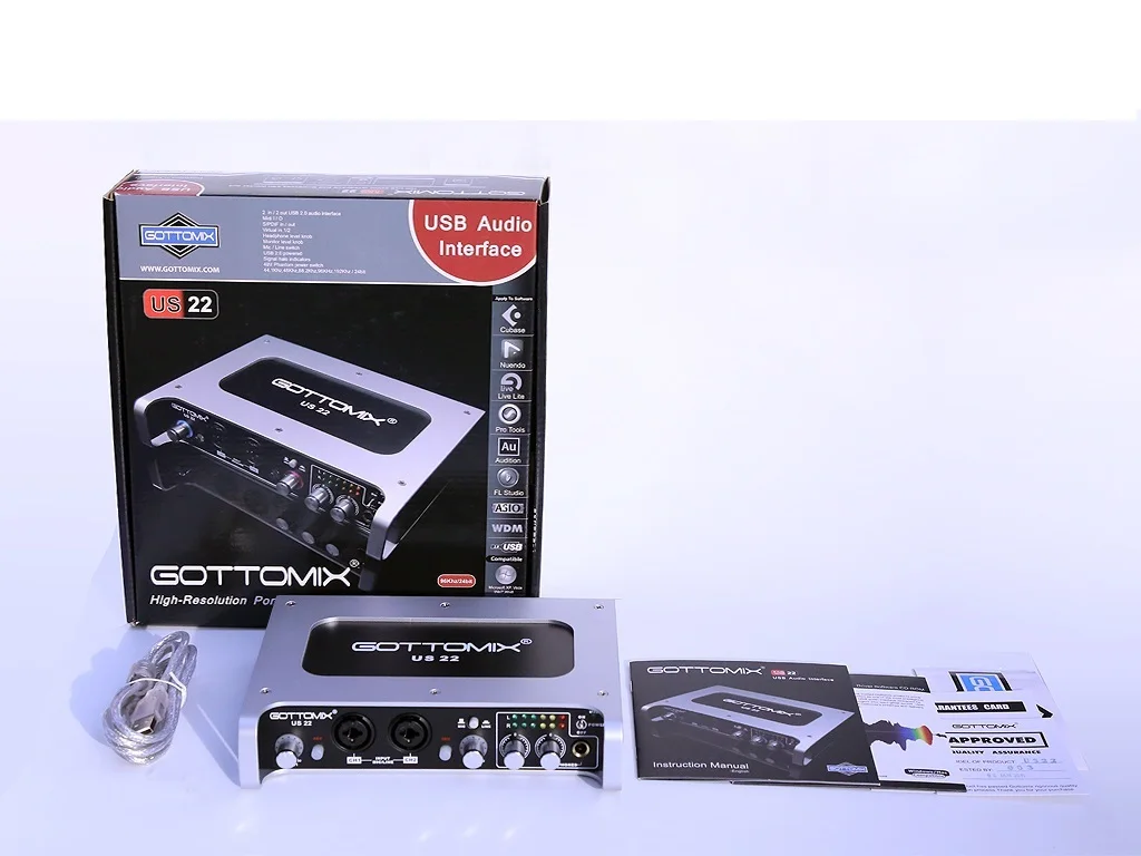 Профессиональная 2 In/ Out MIDI I/O USB аудио интерфейса Gottomix US22 звуковая карта для
