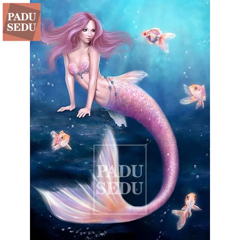 

PADUSEDU 5D Diy Diamond Painting Mermaid Cartoons Full Square Drill Resin 3d Cross Stitch Kits Mosaic Embroidery Decoration Home