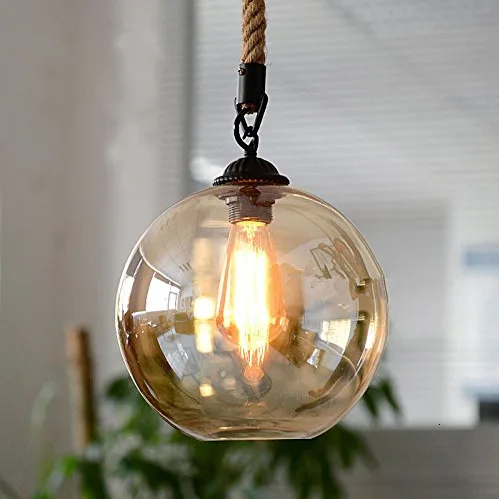 Лофт винтажный светильник Промышленный Глобус стеклянный ing пеньковая веревка