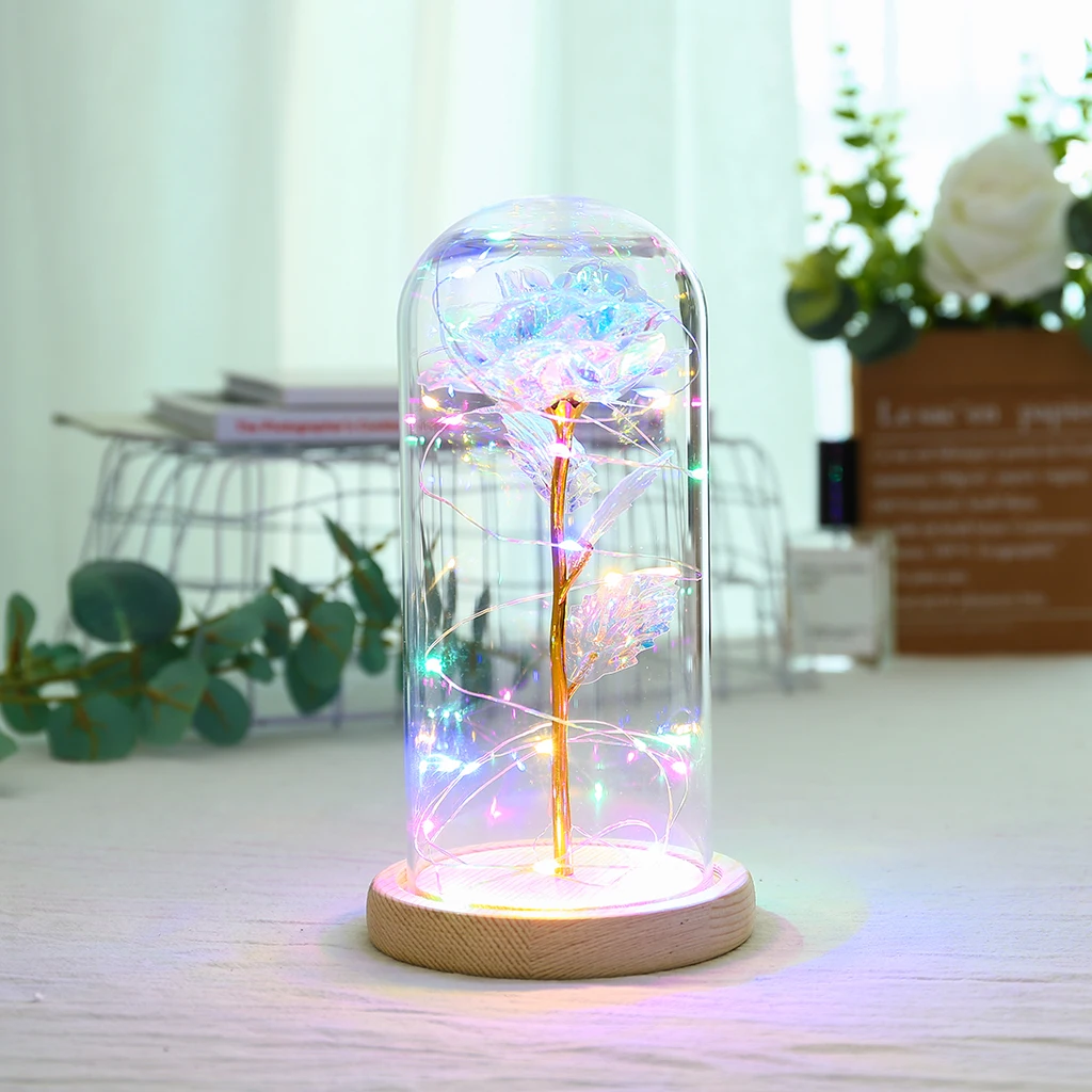 

Enchanted Forever Rose Flower In Glass LED Light Valentine's Day Xmas Decoration