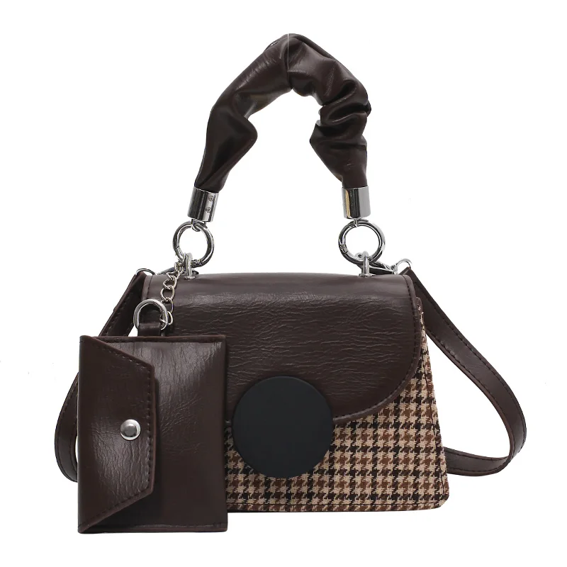 

HoundstoothTote Bags PU Leather Crossbody Shoulder Bags for Women 2020 Chain Design Luxury Hand Bag Female Travel with Wallet