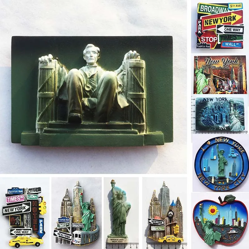 

USA Fridge Magnets New York Oscar Magnetic Stickers for Refrigerators Tourist Souvenir Flat Back Resin Decorations for Home