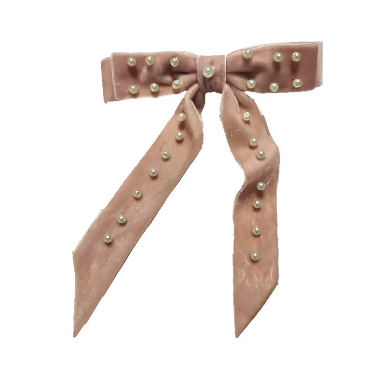 1 inch plush pink Новинка, двухсторонний бархатный 1 дюйм, Широкий Бант с хвостами, заколки для девочек, заколки для волос, аксессуары для волос - Цвет: 1 inch plush pink