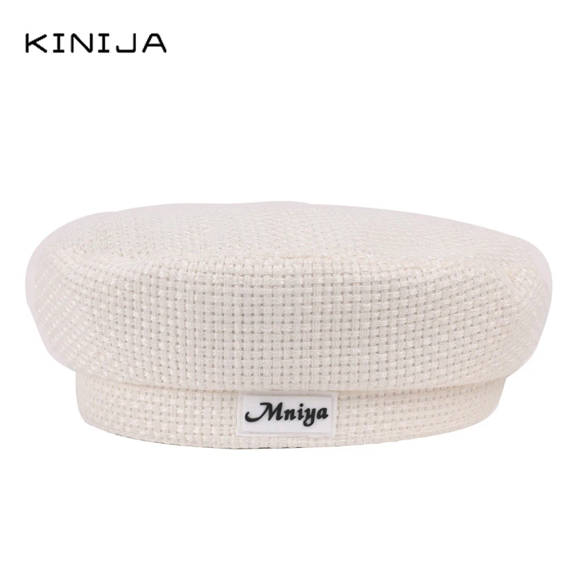 Женский Осенний модный твидовый берет из смешанных волокон вязаная шапка Зима