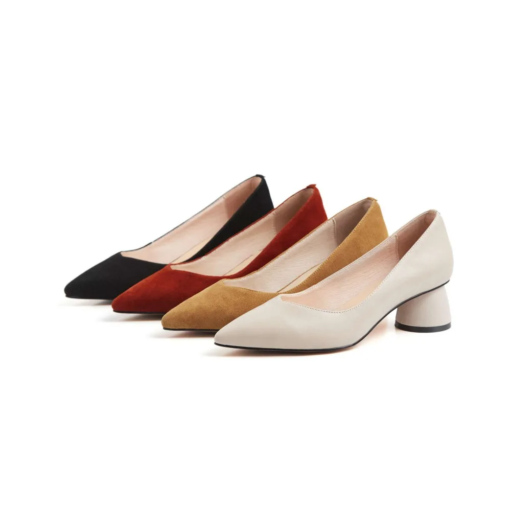 

Dilalula Woman Bride Wedding Party Pumps Sexy Pointed Toe Med Heels Concise Style Superstars Genuine Leather Oxford Shoes