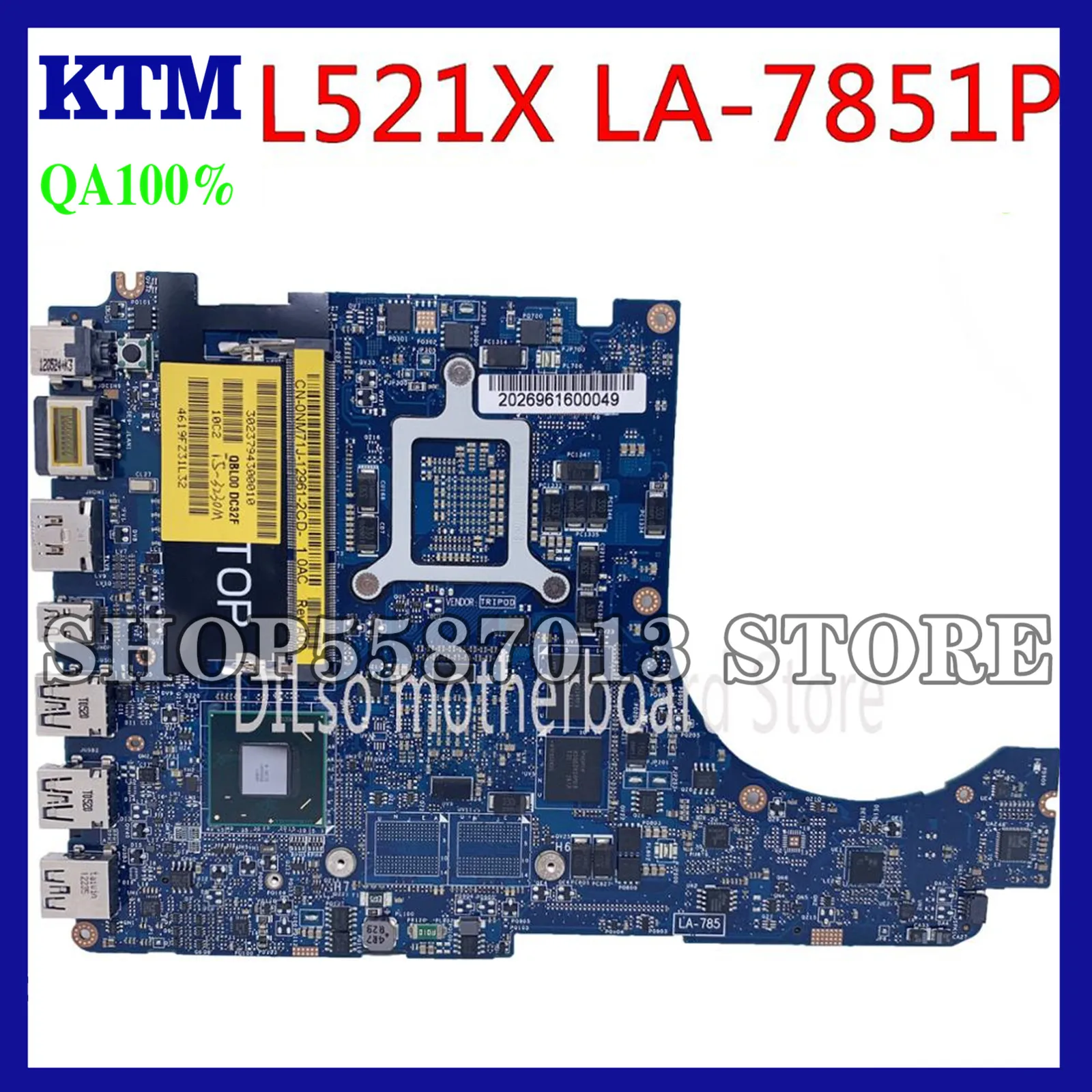 

KEFU QBL00 LA-7851P Motherboard FOR Dell XPS 15 L521X Laptop Motherboard CN-0NM71J 0NM71J NM71J I5-3230M GT630M 100% work