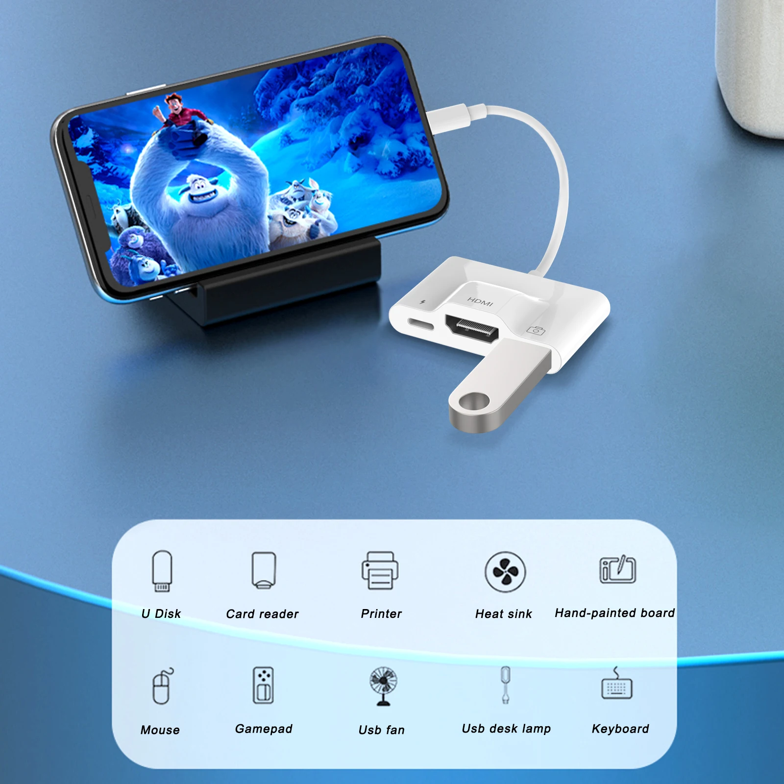 Адаптер Lightning/HDMI для iPhone 12 X XR 11Pro 8 iPad Pro 1080P | Мобильные телефоны и аксессуары
