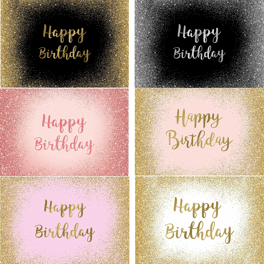 

Glitter Happy Birthday Backdrop Children Woman Man Birthday Party Background Decor Shiny Photographic Backdrops Photo Shoot