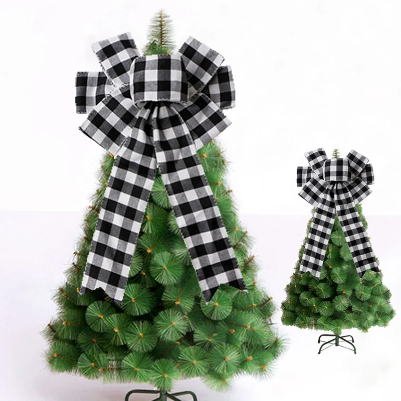 

6 Pcs of Water Lattice Halloween Thanksgiving Christmas Bow, DIY Christmas Tree Pendant Decoration