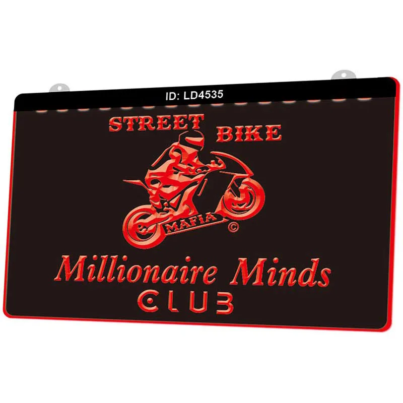 LD4535 уличный велосипед Mafia Millionaire Minds Club новый 3D гравировальный светодиодный