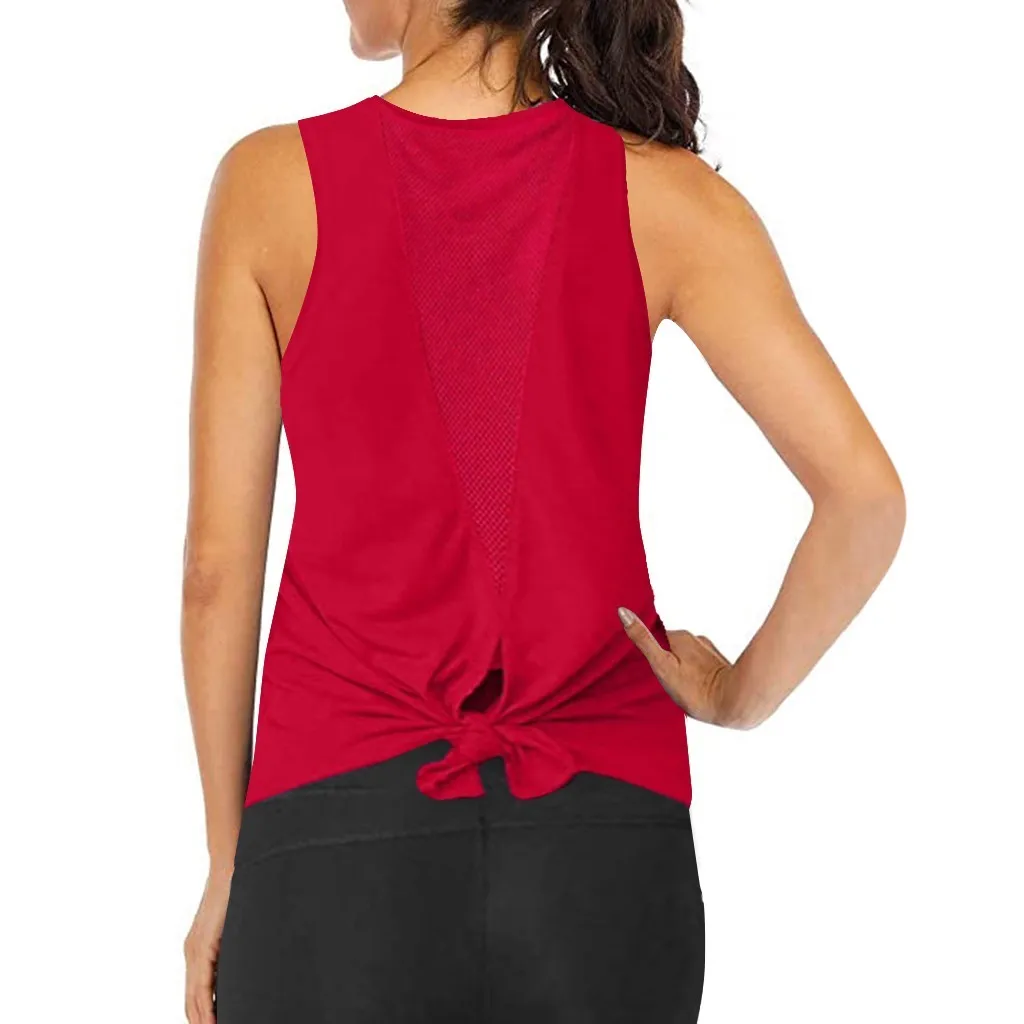 Женская дышащая майка для йоги с открытой спиной без рукавов занятий спортом L709| |