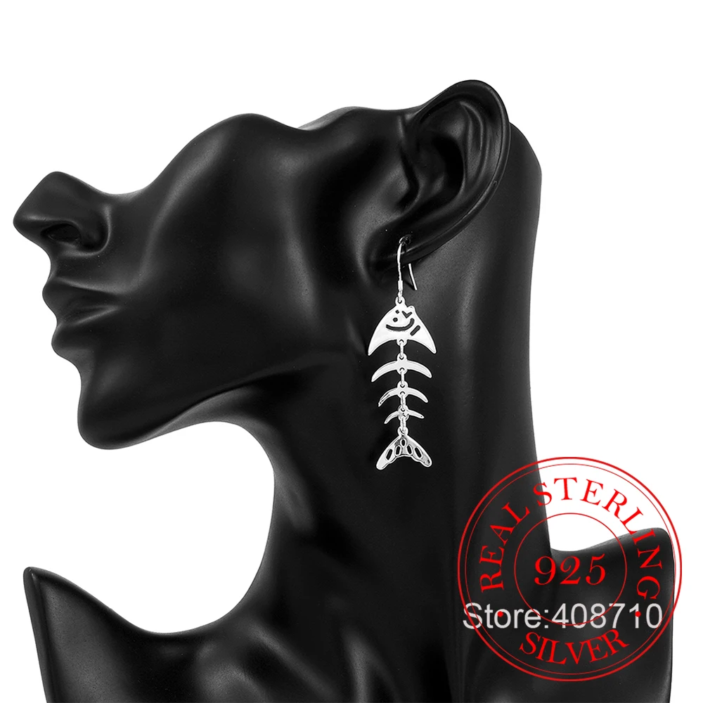 Потеря денег! Женские длинные серьги подвески в виде скелета из серебра 925