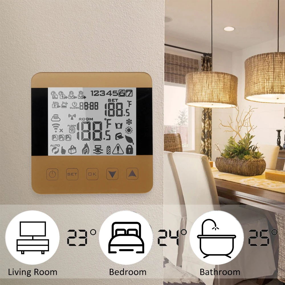 Smart WiFi Thermostat For Ground Heating Of Water And Gas Boilers, Voice Controller And Programmable Room Temperature Controller
