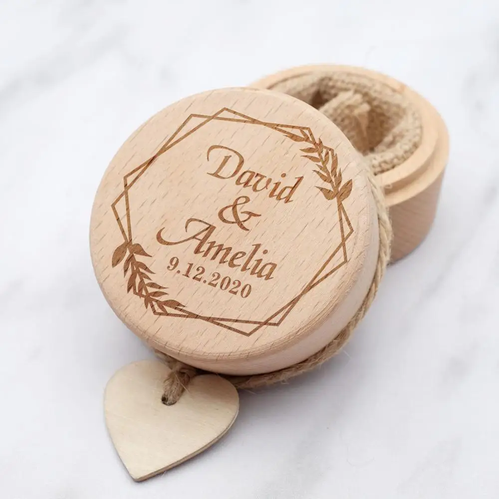 Коробка для свадебных колец Персонализированная деревянная коробка простой