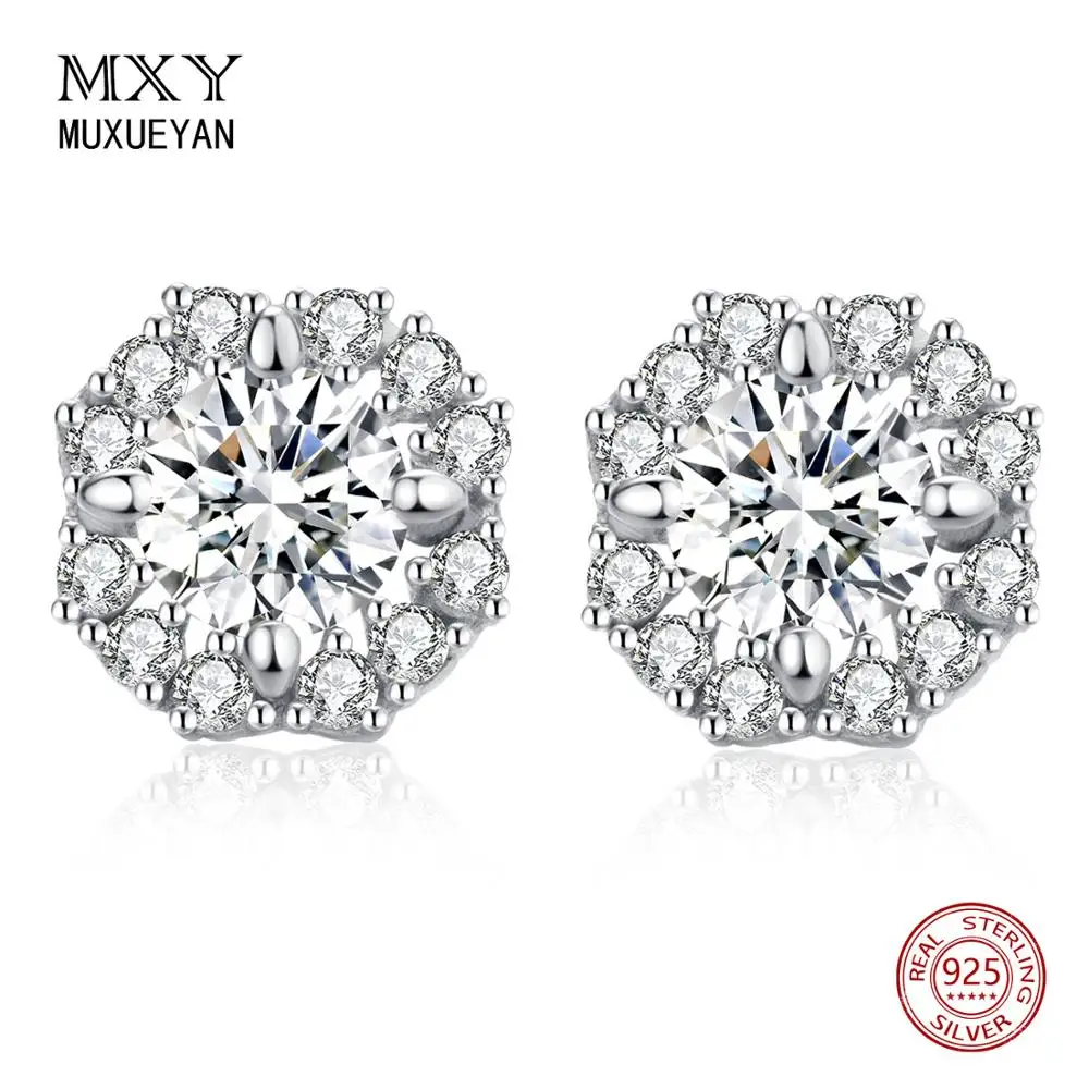 

MUXUEYAN 925 пробы серебро восьмиугольная, серьги со шпилькой, для женщин, блестящие классических стилей, ювелирное изделие, подарок