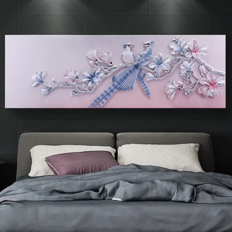 

Bedroom Decoration Painting Light Luxury Style Bedside Painting 3d Relief Embossed Resin Mural Master Bedroom