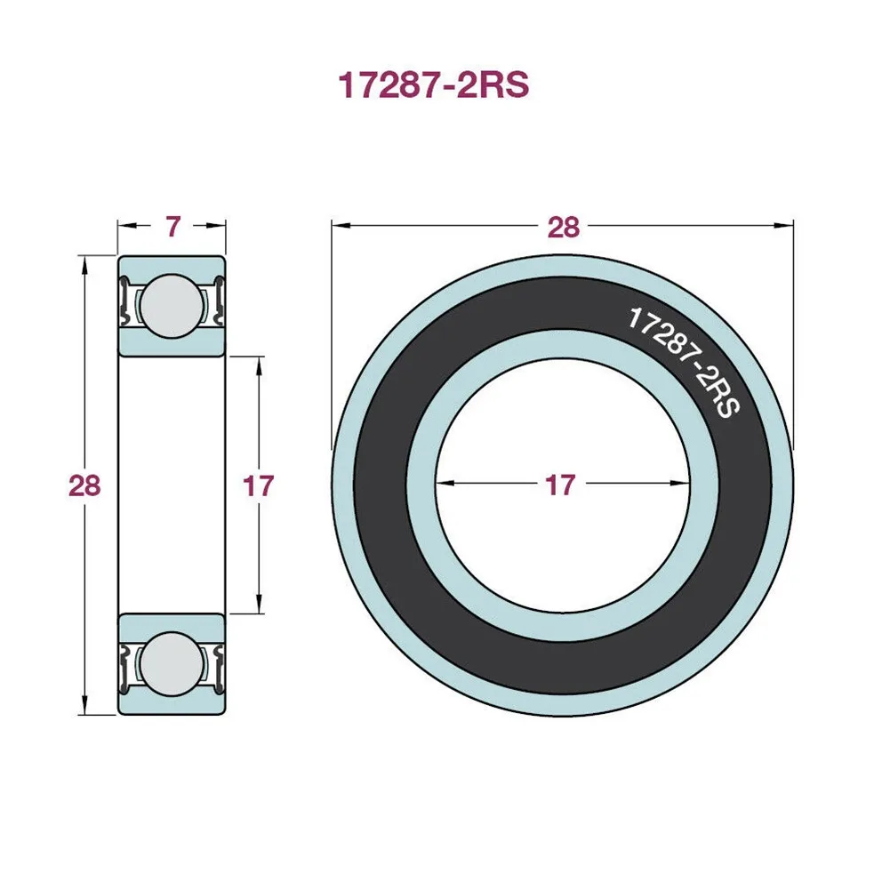 

2pcs Silver Bike Bicycle Hub Body 17287-2RS (MR17287) Bearings Stainless 17x28x7mm Black Boutique Bearings Cycling Bike Parts