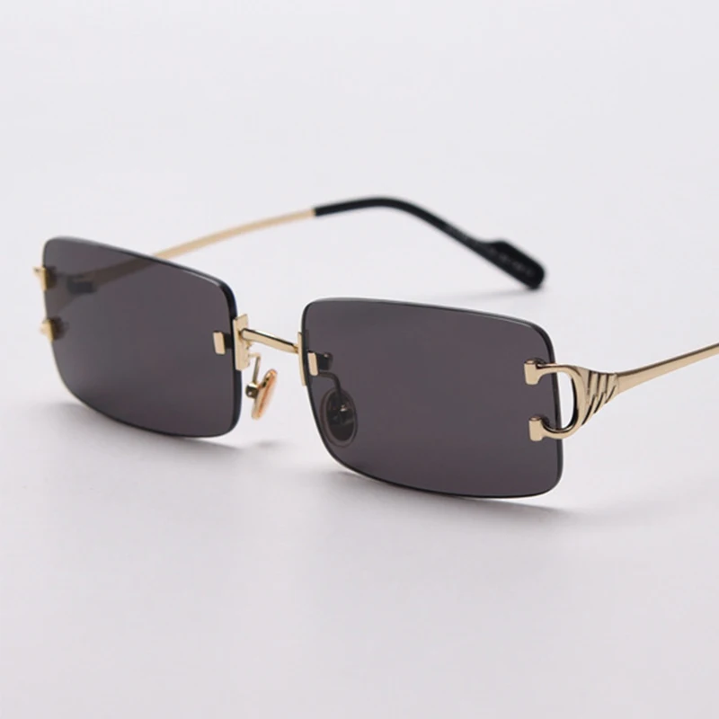 Очки солнцезащитные женские квадратные без оправы маленькие прямоугольные