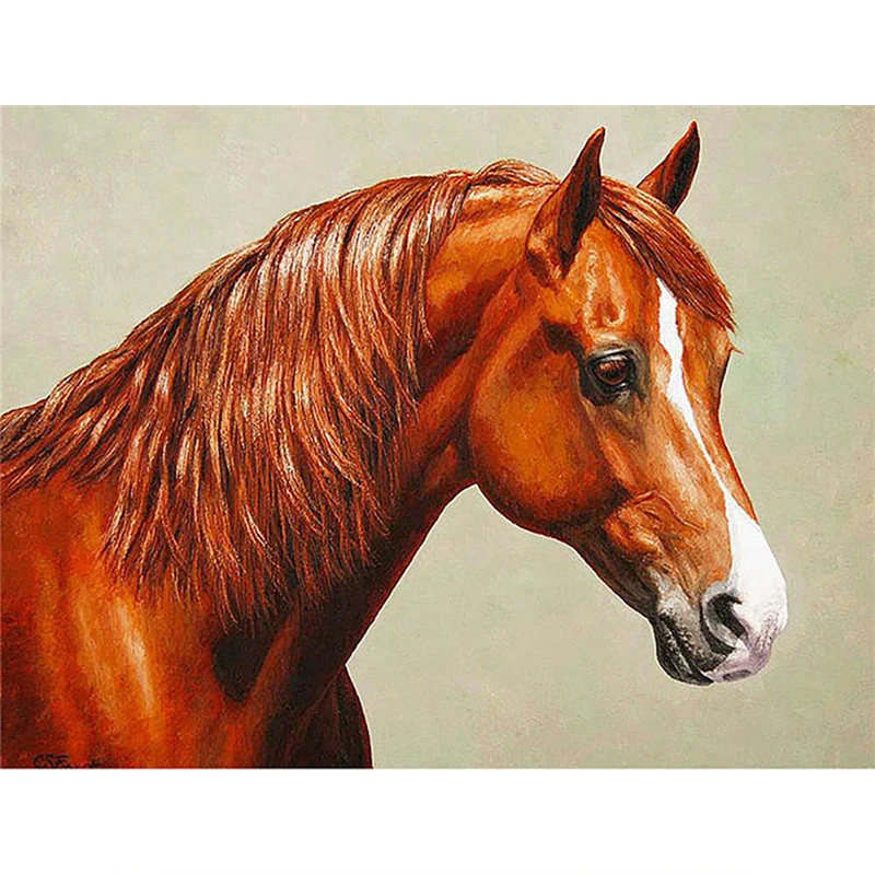 

5d Diy Diamond Painting Full Square/round Diamond "red Brown Horse" Diamond Embroidery Cross Stitch, Mosaic, Home Decoration
