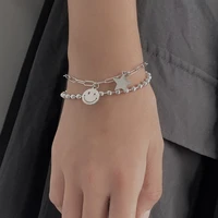 smiley face titanium steel star bracelet female hip hop cold wind stainless steel non fading bracelet ins hand jewelry
