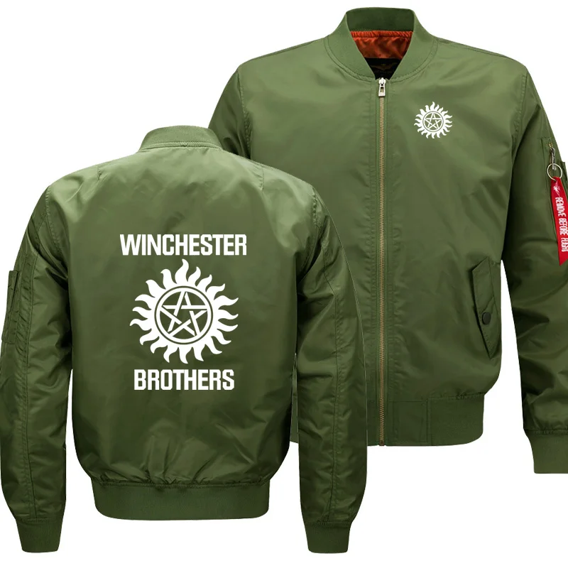

Unisex Spring Autumn Casual Mens Flying jacket Winchester Brothers Printing Men's Sweatshirt Windproof Warm Men's jackets