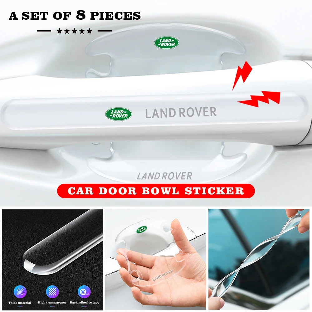 

8pcs Transparent Car Door Handle Anti-collision Strip Protection Film Sticker Accessories For Land Rover Range Discovery Evoque
