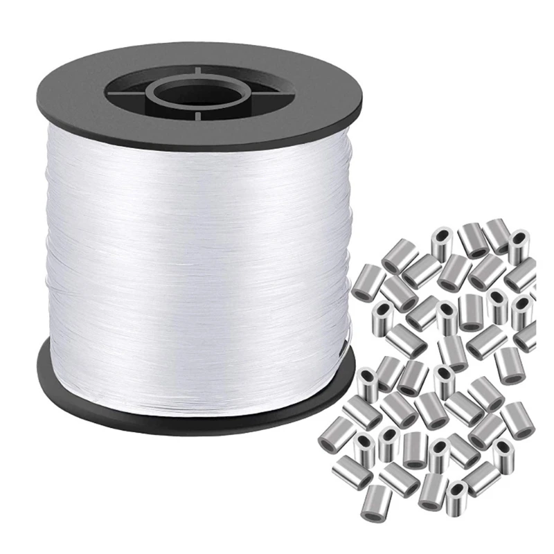 

667E Extra Long Fishing Line High Load-bearing Invisible Clear Braided Fishing Hanging Wire with 100 Aluminum Accessories Kit