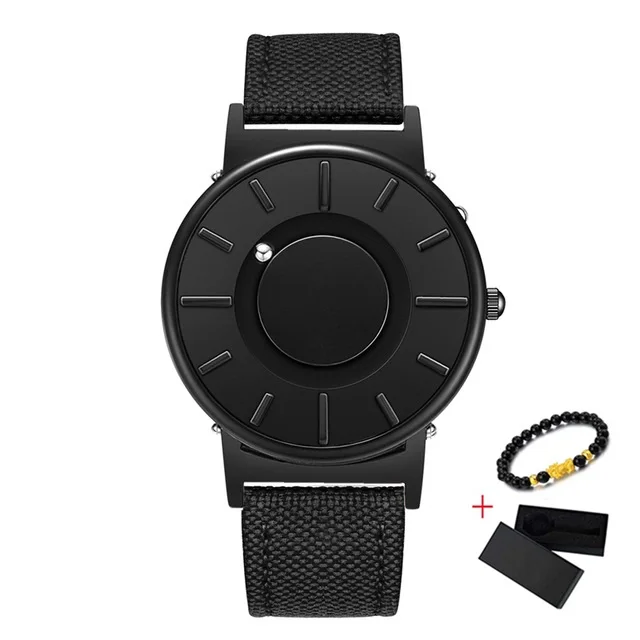 1Black Black Nylon EUTOUR, магнитные часы, мяч, шоу, мужские, водонепроницаемые, Роскошные, мужские, s, наручные часы, спортивные, нержавеющая сталь, Прямая поставка, кварцевые наручные часы - Цвет: 1Black Black Nylon