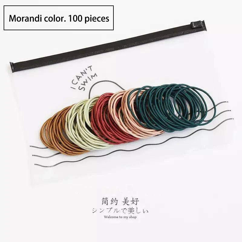 

100Pcs/bag Candy Color Mixing Hair Ties Simple Cute Multicolor For Girl Fashion Scrunchies Sweet Kids Hair Accessories Wholesale