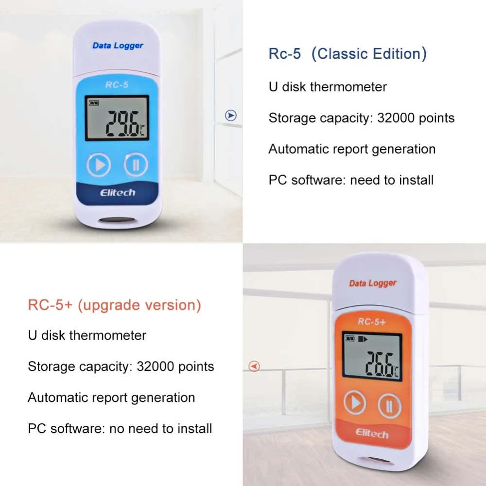 Высокоточный Цифровой термометр гигрометр регистратор данных RC-4/4HC/5/5 +/GSP-6