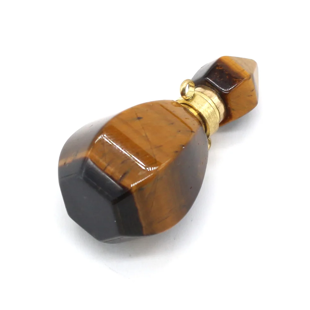 

Natural Gem Tiger Eye Stone Perfume Essential Oil Bottle Pendant Handmade Crafts DIY Necklace Jewelry Accessories Gift Making