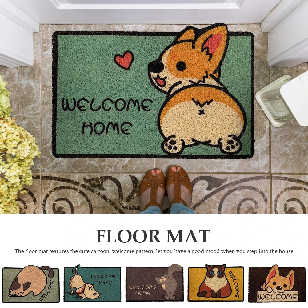 

Cartoon Welcome Entrance Door Mats Carpets Rugs For Home Bath Living Room Floor Stair Kitchen Hallway Non-Slip Cat Dog Pet Gamer