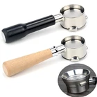 Portafilter 51 мм Delonghi нержавеющая сталь бездонная бариста профессиональная эспрессо кофе машина деревянная ручка аксессуары