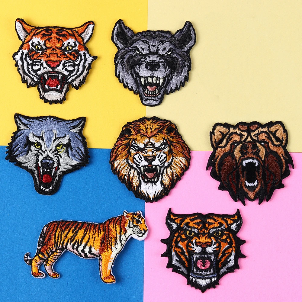 Высококачественные нашивки с изображением животных тигра волка дикого кабана