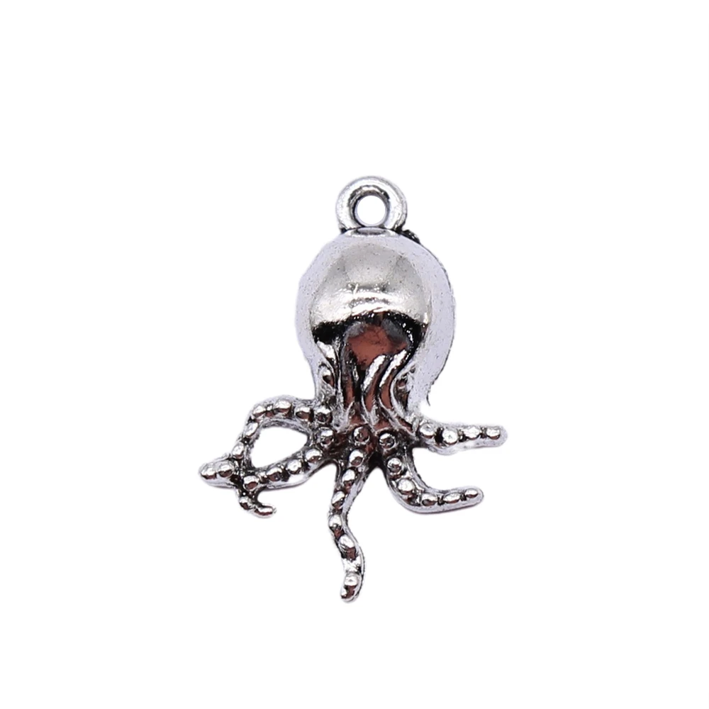 

WYSIWYG 10pcs 15x21mm Octopus Pendant Charms Antique Silver Color For Jewelry Making Zinc Alloy Jewelry Findings